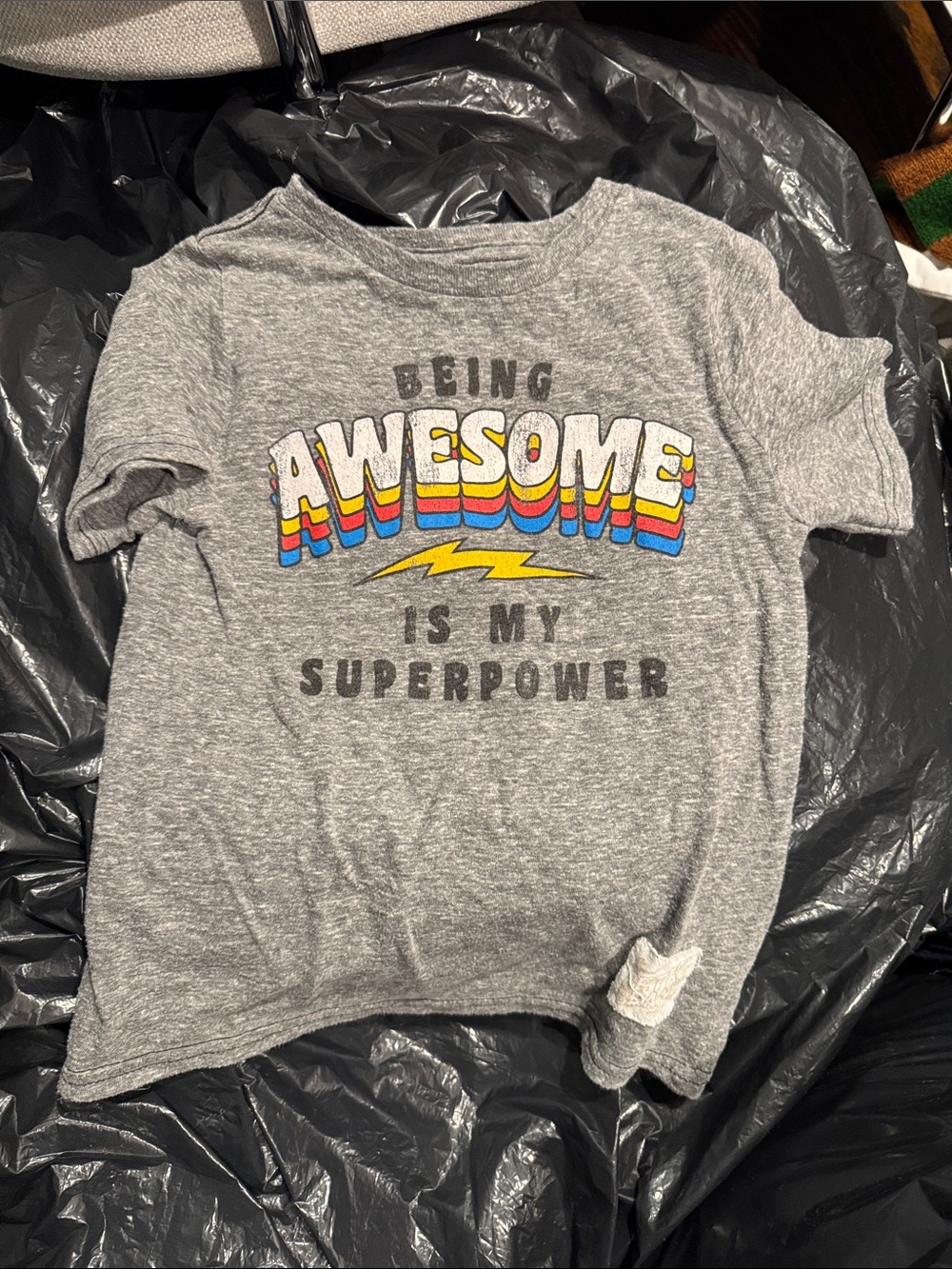 Original Retro Brand Kids "Being Awesome" Gray T-Shirt with Rainbow Print